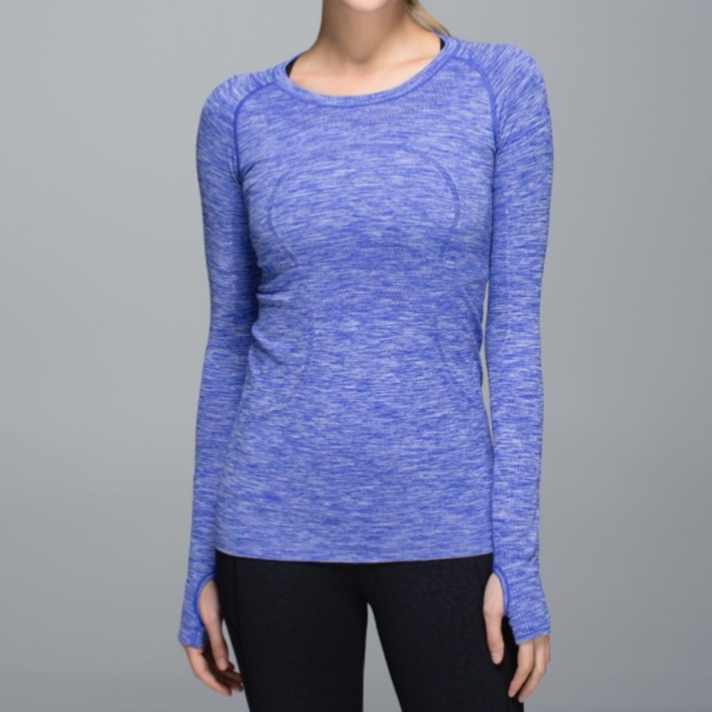 Lululemon Swiftly Tech Long Sleeved Crew in Space Dye Heathered Pigment Blue 6